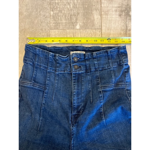 Free People High Waisted Flare Jeans Blue Denim‎ Stretch Button Fly Women's Size - Picture 8 of 11